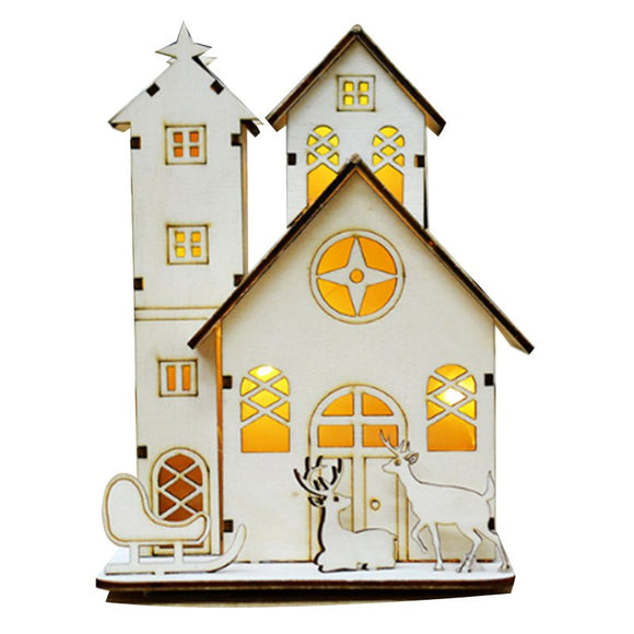 LED Light Wood House Cute Christmas Tree Hanging Ornaments