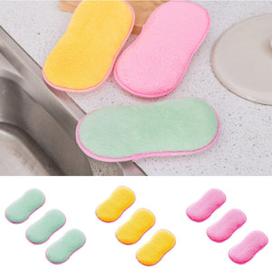 Honana Kitchen Cleaning Scouring Pad 1PC Double Sided Antibacterial Scrubbing Cleaning Sponge