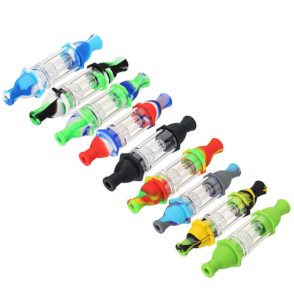 Glass Silicone Pipes Tube Nectar Collector with Titanium Nail Joints Rig Dab Straw Colorful