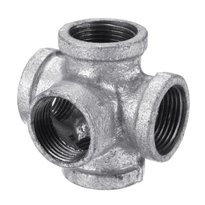 1/2 3/4" 1" 5 Way Pipe Fitting Malleable Iron Galvanized Outlet Cross Female Tube Connector"