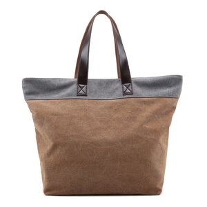 Women Canvas Hit Color Tote Bag Casual Handbag Shoulder Bag