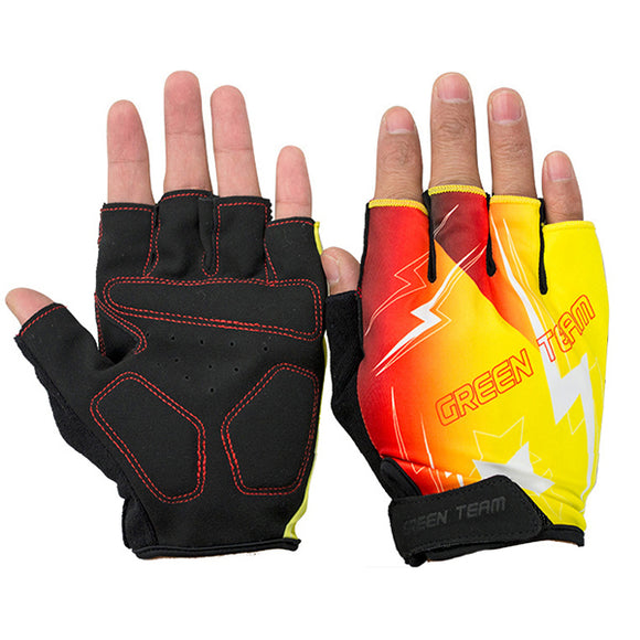 GREEN TEAM Cycling Bike Half Finger Gloves Outdoor Bicycle Racing Shockproof Gloves Size M  XL