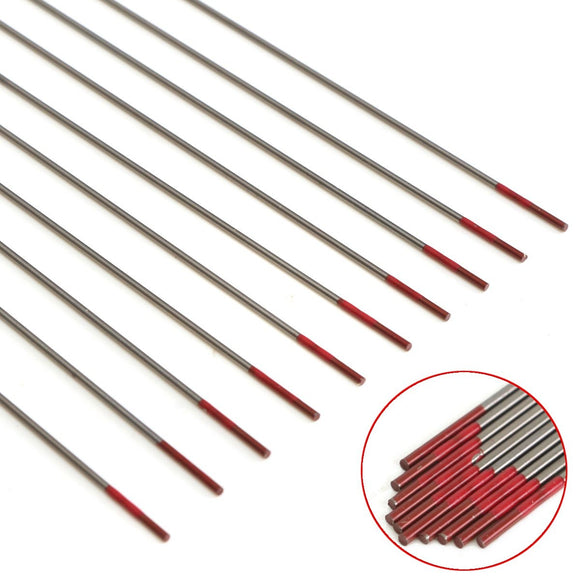 10Pcs WT20 1.0x175mm TIG Welding Tungsten Electrodes Red Tip Rods Set