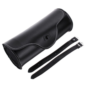 Motorcycle Saddlebags Side PU Leather Luggage Bag With Mounting Straps Black