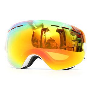 Snowboard Ski Goggles Anti Fog UV Protection Double-Lens Motorcycle Sport Glasses White Frame