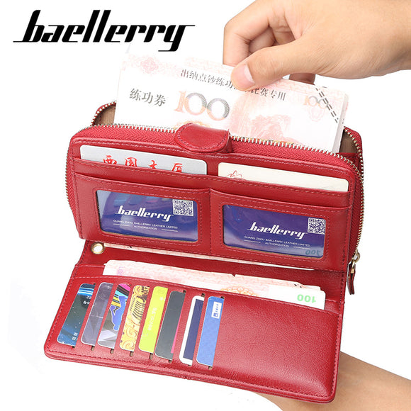 Baellerry Women Faux Leather Large Capacity Fashion Purse Wallet Pure Color Clutch Bag Card Holder