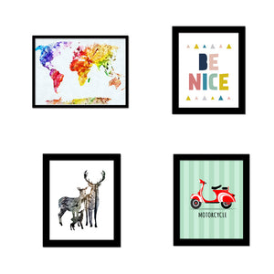 30X25CM DIY Combined Wall Spray Painting Animal Letter Map Geometrical Element Without Frame