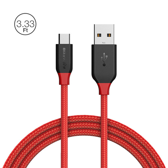 BlitzWolf Ampcore BW-MC4 2.4A Micro USB Braided Cable 3.33ft/1m for Samsung S7 Redmi Note 4