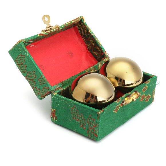 Golden Chinese Healthy Exercise Stress Massage Metal Balls With Box Baoding