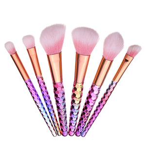 6pcs Gradient Color Soft Synthetic Hair Makeup Brushes Kit Set Cosmetic Tools Blush Powder