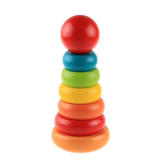 Wooden Tumbler Small Rainbow Tower Ferrules Stacked Puzzle Children's Educational Toys