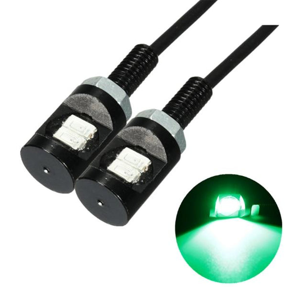 2pcs DC 12V LED License Plate Light Screw Bolt Eagle Eye Lamp For Motorcycle Car Green