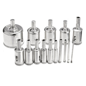 15pcs 3-42mm Diamond Drill Bits Set Hole Saw Cutter for Glass Ceramic