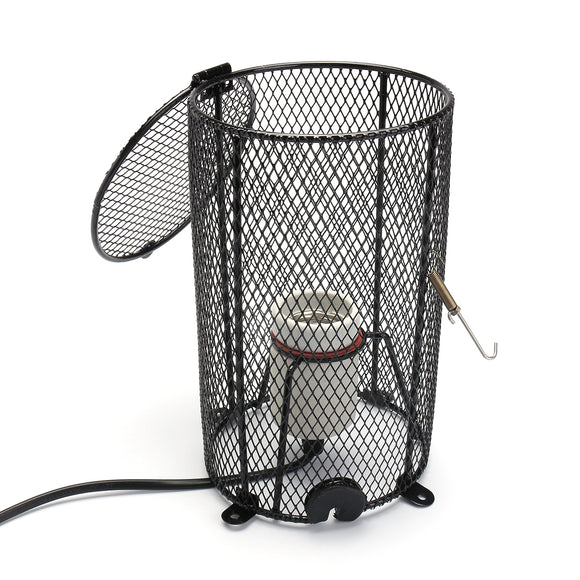 E27 200W Infrared Ceramic Heat Lamp Holder + Mesh Cage Protector Cover for Reptile Brooder