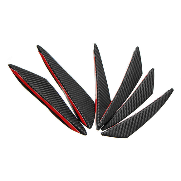 6pcs Universal Carbon Fiber Spoiler Front Bumper Fins Spoiler Canards Refit Car Spoiler Wing