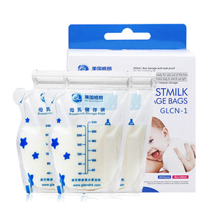 GL 40Pcs 250ml Baby Food Breast Milk Storage Bags Disposable Convenient Child Breastmilk Freezer Bag