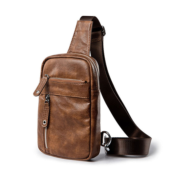 Men Retro Fashion Leisure Sling Bag Chest Bag Shoulder Crossbody Bag