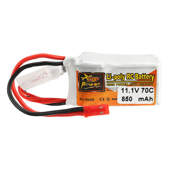 ZOP Power 11.1V 850mah 70C 3S  Lipo Battery JST Plug