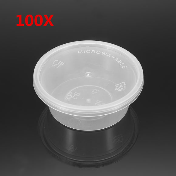 100Pcs 50mL Clear Disposable Plastic Soy Sauce Condiment Cups Take Out Container with Lid