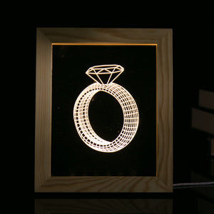 KCASA FL-728 3D Photo Frame LED Night Light Wooden Ring Decorative USB Lamp Christmas Gifts