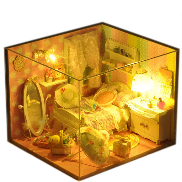 T-Yu TD10 Spring Language House DIY Dollhouse With Light Cover Miniature Model Gift Collection Decor