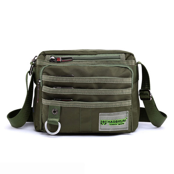 Men Nylon Casual Sport Outdoor Multi Pockets Green Black Shoulder Crossbody Bag