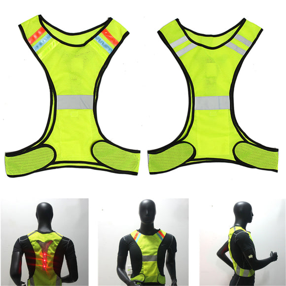 LED Reflective Safety Vest for Night Running Cycling Breathable High Visibility