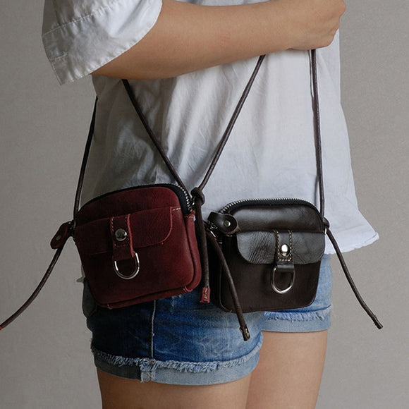 Women Genuine Leather Short Style Soft Key And Coin Crossbody Bag