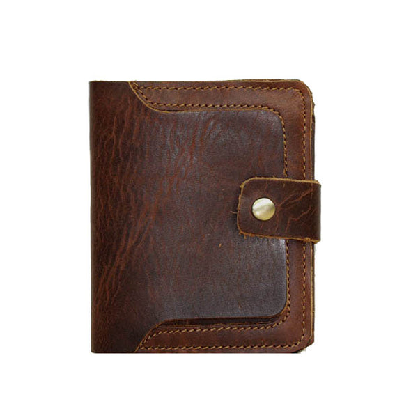 Men Business Casual Genuine Leather Short Cards Holders Wallet Money Bag