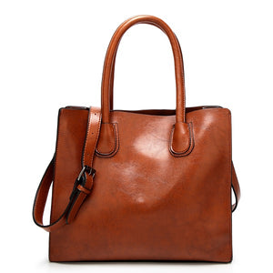 Women Quality Oil Wax Leather Large Capacity Handbag Shoulder Bag Crossbody Bag