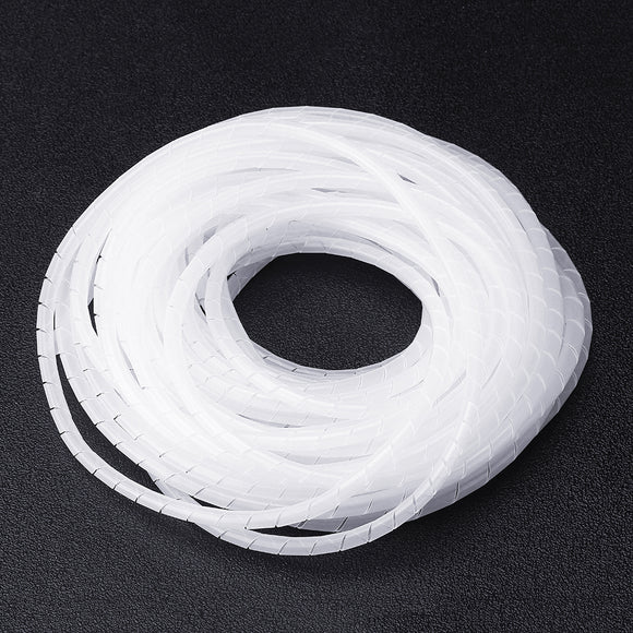 6mm Diameter 13.5M Length White PE YL692 Flexible Spiral Wrapping Wire Hiding Cable Sleeves for 3D Printer