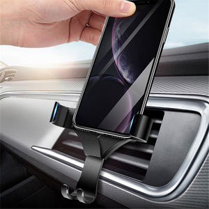 Raxfly Metal Gravity Automatical Lock Car Outlet Holder Mount for Samsung Xiaomi Mobile Phone