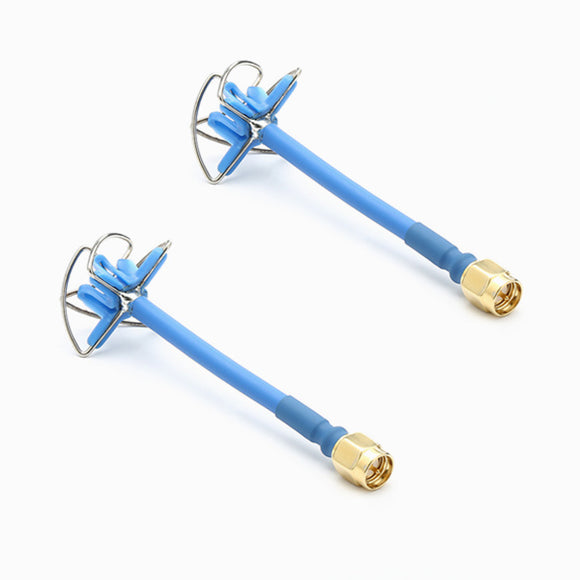 2x Realacc 5.8Ghz 5dbi 50w RHCP 4 Leaf FPV Antenna SMA/RP-SMA Blue