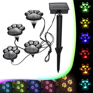 Solar Power 4 LED Dog Animal Paw Print Light for Outdoor Garden Path