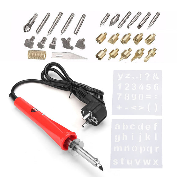 31Pcs 30W Wood Burning Pen Kit Electric Engraver Soldering Iron Hobby Fun Tools