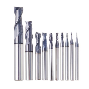 Drillpro 1-10mm HRC55 TiAlN 2 Flutes End Mill Cutter Tungsten Carbide Milling Cutter CNC Tool