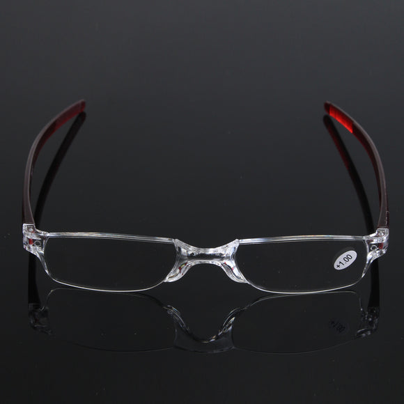 Light Weight Red Rimless Resin Magnifying Reading Glasses Fatigue Relieve Strength