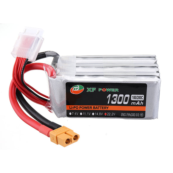 XF POWER 22.2V 1300mAh 100C/200C 6S Lipo Battery XT60 Plug for FPV RC Racing Drone