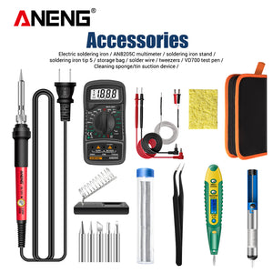 ANENG SL101 16PCS 60W 110V/220V Electric Soldering Iron Kit Temperature Adjustable with Replaceable Welding Head Electronic Repair Tools