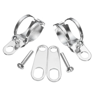 4pcs Chrome Motorcycle Front Rear Turn Signal Holder Fork Clamps Shock Bracket Cafe Racer