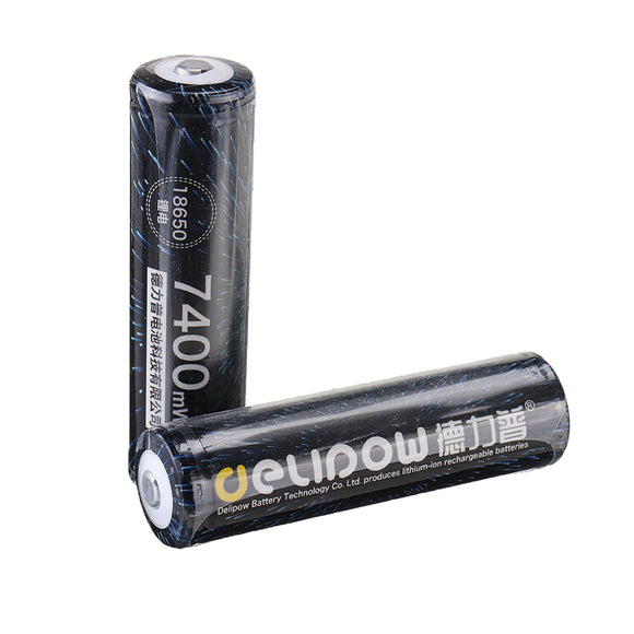 2Pcs Delipow 3.7V 2000mAh 1C 18650 Battery