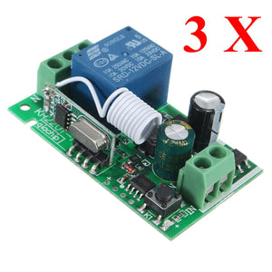 3PCS 315MHz 220V 10A 1CH Channel Wireless Relay Remote Control Switch Receiver