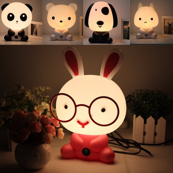 Lovely Baby Kid Bedroom Desk Night Light Dog Bear Rabbit Panda Cartoon Lamp 220V