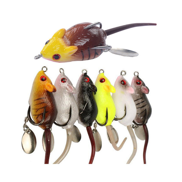 Y118 5cm 10.5g 3D Eyes Soft Mouse Bait Bells Sound Fishing Lure Frog Silicon Artificial Bait