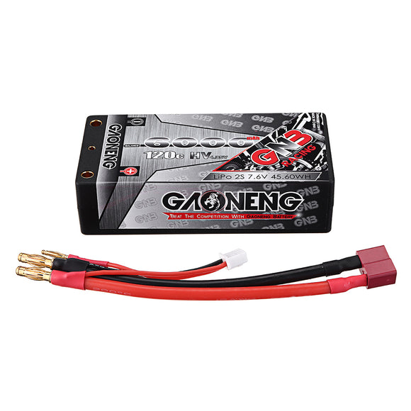 Gaoneng 7.6V 6000mAh 120C 2S HV 4.35V Lipo Battery T Plug for AX10 Scorpion RC Car