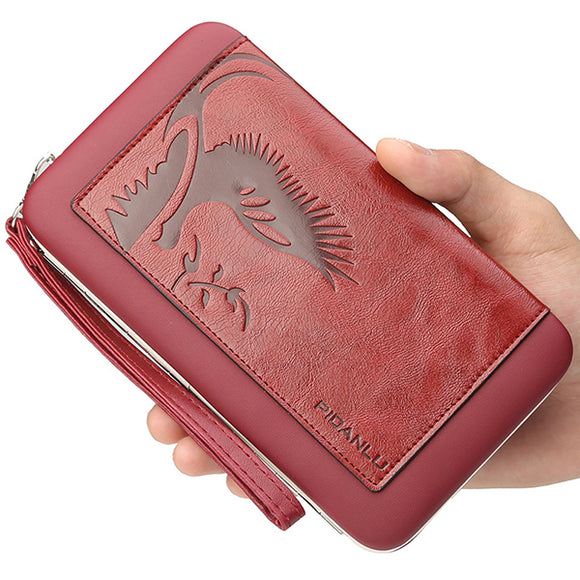 Women Embossed Long Clutch Bags 6 Card Slot Phone Bags Coin Purse Long Wallet