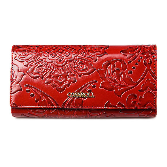 Brenice Women Embossed Long Wallet Chinese Style Hasp Clutch Bag Card Holder Coin Bag