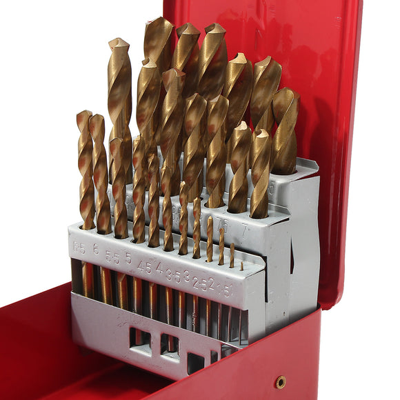 25pcs 1-13mm HSS Twist Drill Bit Set High Speed Steel Metric Drill Bit Set