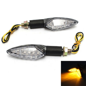 12V 15LED Motorcycle Turn Signal Indicator Blinker Light Amber Flexible Handle