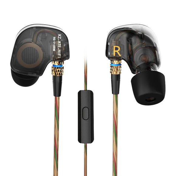 KZ ATE In-ear Heavy Bass HiFi Around Ear Earphone Headphone With Mic